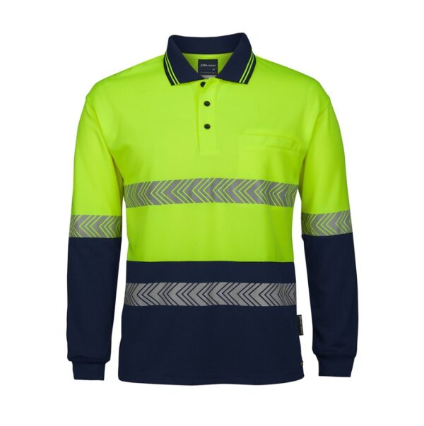 Hi Vis Long Sleeve Polo with Segmented Reflective Tape JB-6HLST