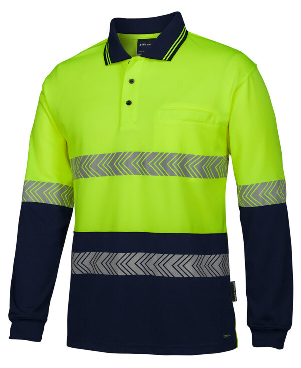 Hi Vis Long Sleeve Polo with Segmented Reflective Tape JB-6HLST - Image 2