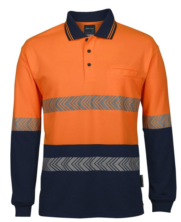 Hi Vis Long Sleeve Polo with Segmented Reflective Tape JB-6HLST - Image 4