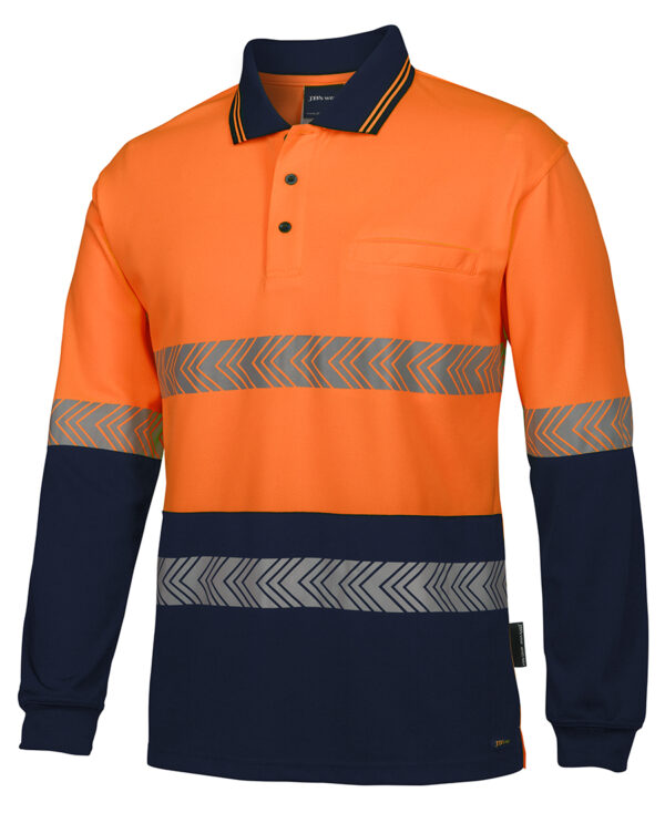 Hi Vis Long Sleeve Polo with Segmented Reflective Tape JB-6HLST - Image 5