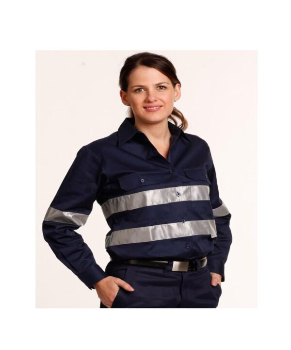 Women's Cotton Drill Work Shirt With 3M Tapes SH-WT08HV