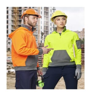 UNISEX HI VIS ¼ ZIP PREMIUM FLEECE HOODIE SH-SW78