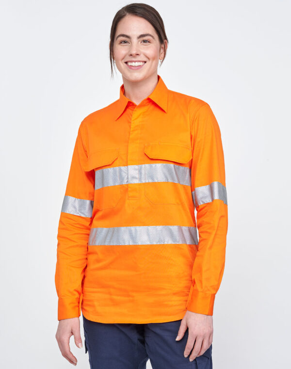 Unisex Hi-Vis Cool Breeze Closed Front LS Shirt With Perforated Tape SH-SW87 - Image 18