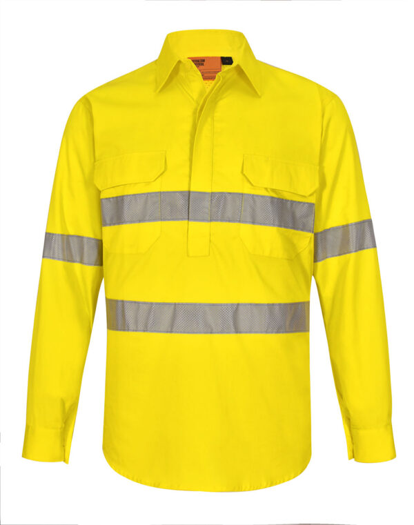 Unisex Hi-Vis Cool Breeze Closed Front LS Shirt With Perforated Tape SH-SW87 - Image 12